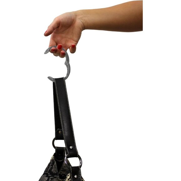 Women Bag Hanger Ring That Opens Into a Hook Closes Automatically Matte Hematite - Picture 6 of 9